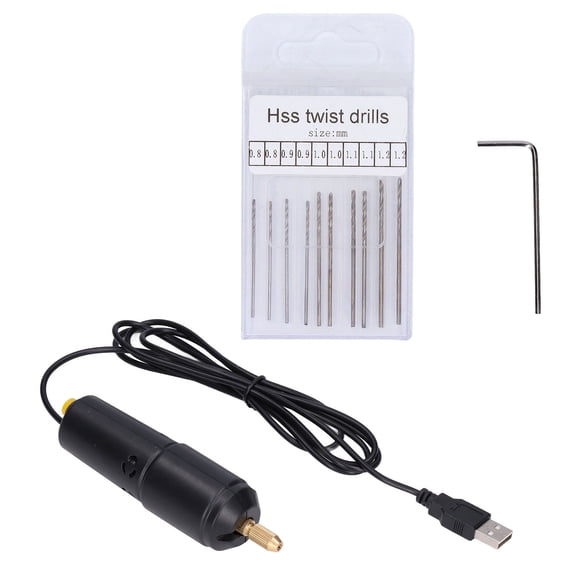 Nieyigj USB Mini Electric Handheld Drill Set, High Speed Micro Rotary Tool Kit with Twist Drill Bits for Resin, Jewelry, Wood, and Pearl Crafting, Portable DIY Power Tool (6.69 in / 17 cm)