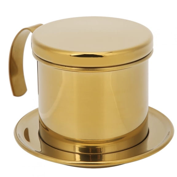 Nieyigj Vietnamese Stainless Steel Coffee Filter Drip Pot Maker, Luxury Portable Coffee Dripper for Home Cafe Office Use, Gloss Gold (3.9x3.2 inches / 10x8 cm)