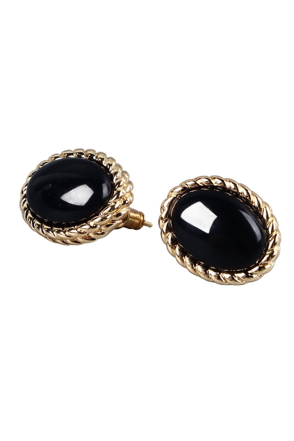 Vintage Agate Ear Stud Copper Plating 18k Gold Black Agate Cultured Diamond Pearl Accent Exquisite Earrings for Women Classic Retro Jewelry Gift Accessories