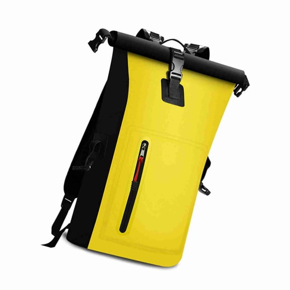 Nieyigj Waterproof Backpack Heavy Duty Roll-Top Dry Bag for Kayaking Rafting Swim 25L Capacity Yellow 14.57 inches / 37 cm Length Front-Zipper Pocket Camping Hiking Accessories