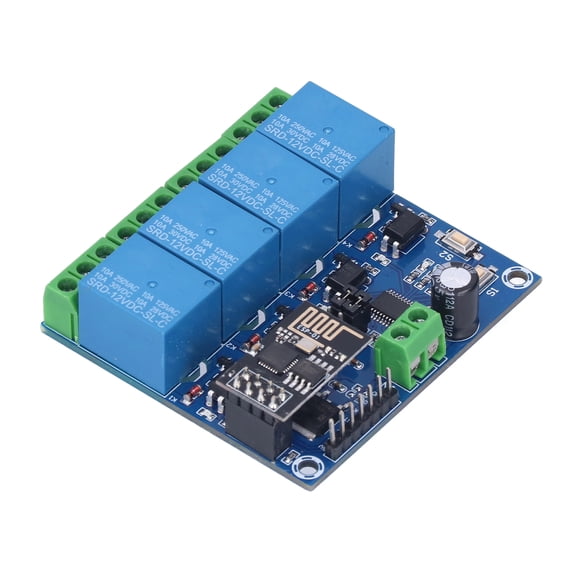 Nieyigj WiFi Relay Module 4 Channel Phone APP Remote Control Switch for Smart Home System ESP8266 12V (2.36 x 2.36 x 0.79 in / 6 x 6 x 2 cm)