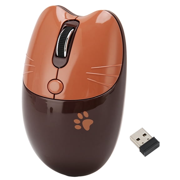 Nieyigj Wireless Mouse Dual Mode BT 5.1 & 2.4GHz Silent Click Adjustable DPI Auto Sleep Office Laptop Mouse for iPad MacBook PC, No Battery Included, Coffee Color (10 in / 25.4 cm)