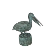 Nifao Pelican on a Tree Stump fountain bronze statue   Garden Outdoor Decor Sculpture, 30"L x 16"W x 46"H