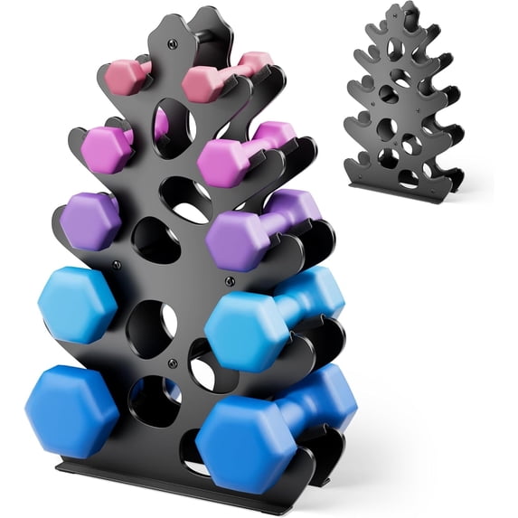 Female Racking Weights niffgaff, Dumbbell Rack, 5-Tier, Space-Saving Home Gym Organizer ...