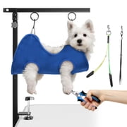 Niffgaff Foldable Dog Grooming Arm with Clamp: Adjustable Height 26"-40", Dog Grooming Table Arm with Hammock and No-Sit Holder, Grooming Restraint for Small Medium Dogs at Home or Salon