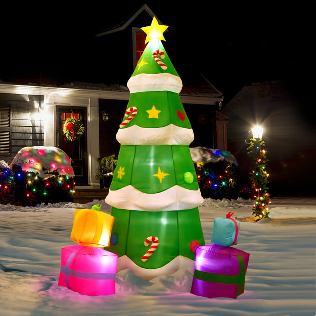 Nifti Nest Snowy Evergreen Christmas Inflatables, Christmas Tree with ...