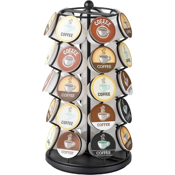 Nifty K Cup Holder Compatible with K-Cups, Coffee Pod Carousel | 35 K Cup Holder, Spins 360-Degrees, Lazy Susan Platform, Modern Black Design, Home or Office Kitchen Counter Organizer