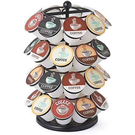 Nifty K Cup Holder – Compatible with K-Cups, Coffee Pod Carousel | 36 K Cup Holder, Spins 360-Degrees, Lazy Susan Platform, Modern Black Design, Home or Office Kitchen Counter Organizer