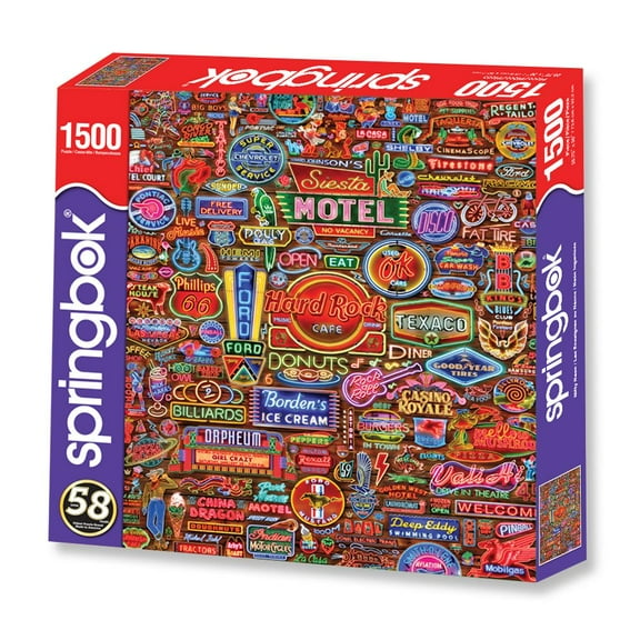 Nifty Neon 1500-Piece Adult Jigsaw Puzzle Set with Americana Collage