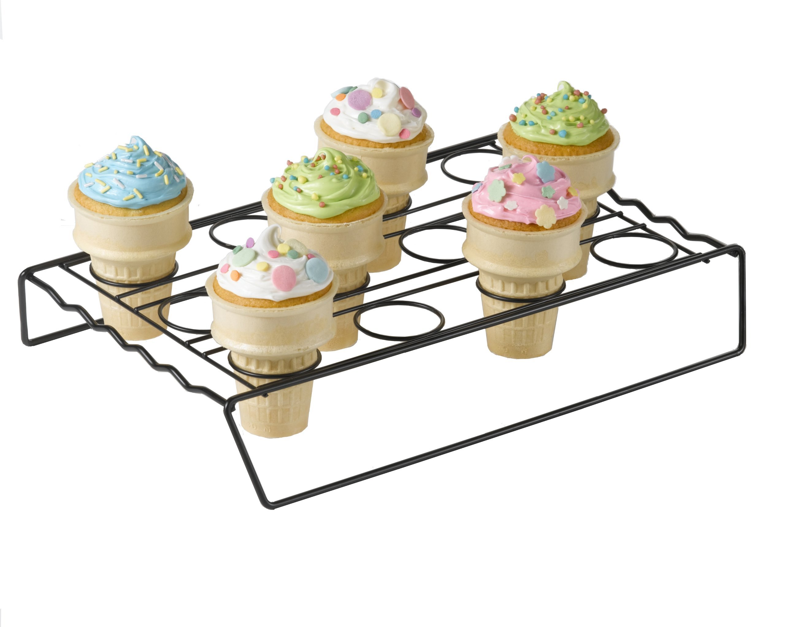 Nifty Solutions Ice Cream Cone Cupcake Baking Rack – Holds up to 12 Medium & Large Cupcake Cones, Non-Stick, Black - image 1 of 9