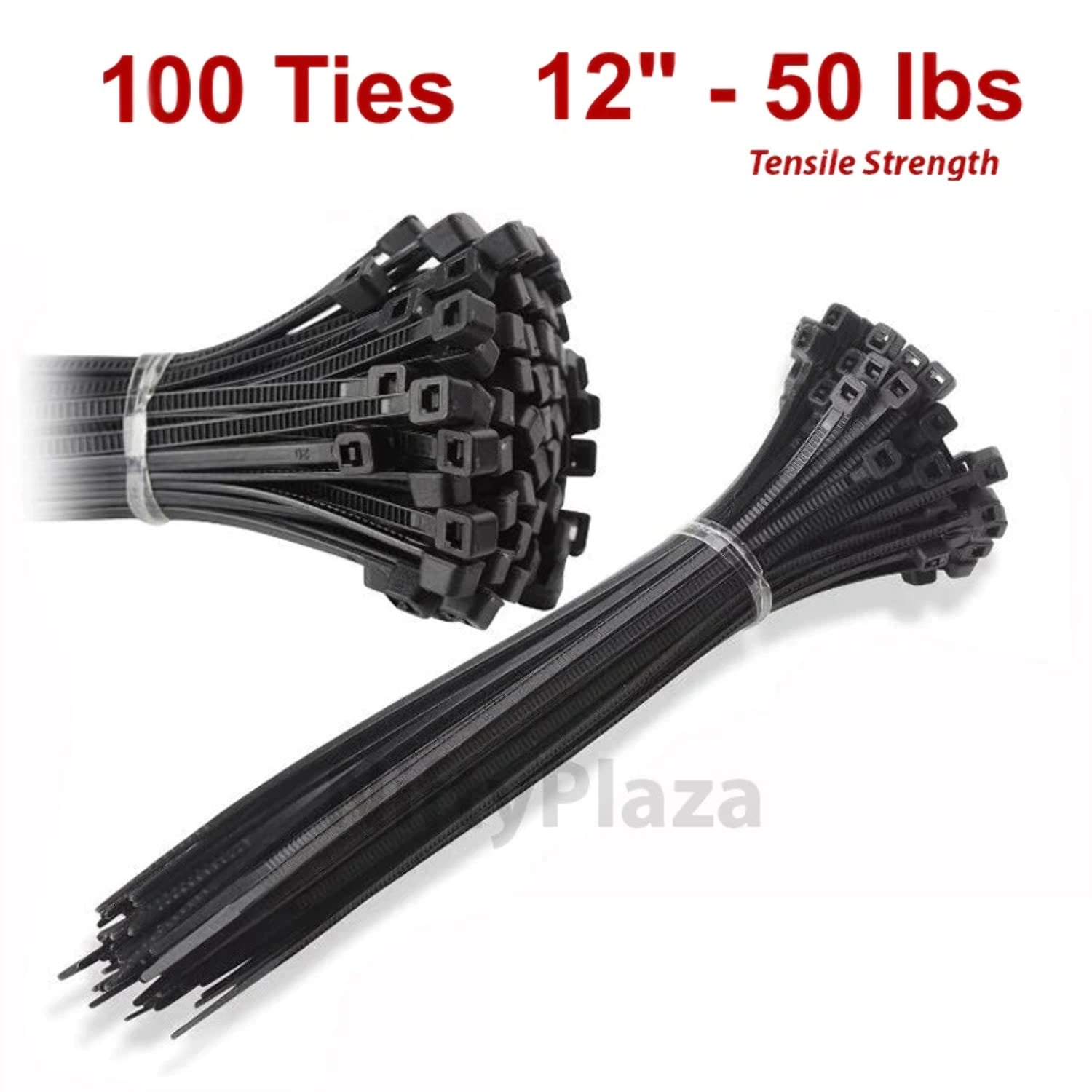 NiftyPlaza 12 Inch Cable Zip Ties, 50 lbs Tensile Strength Premium ...