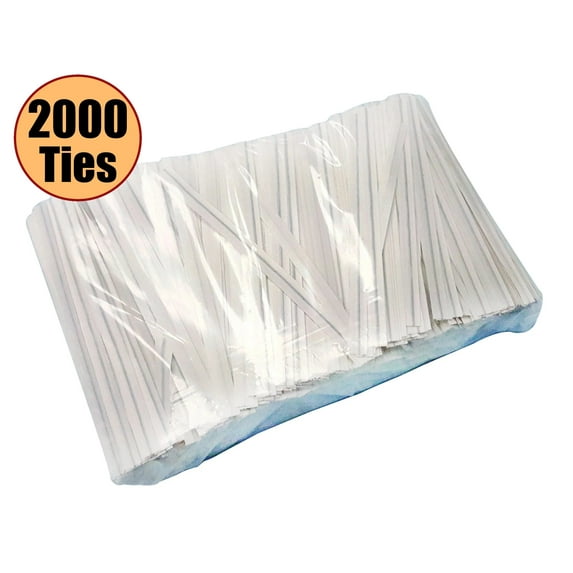 NiftyPlaza 4 inch Twist Ties, Plastic Coated, No Rip Paper Ties - 2000 Twist Ties