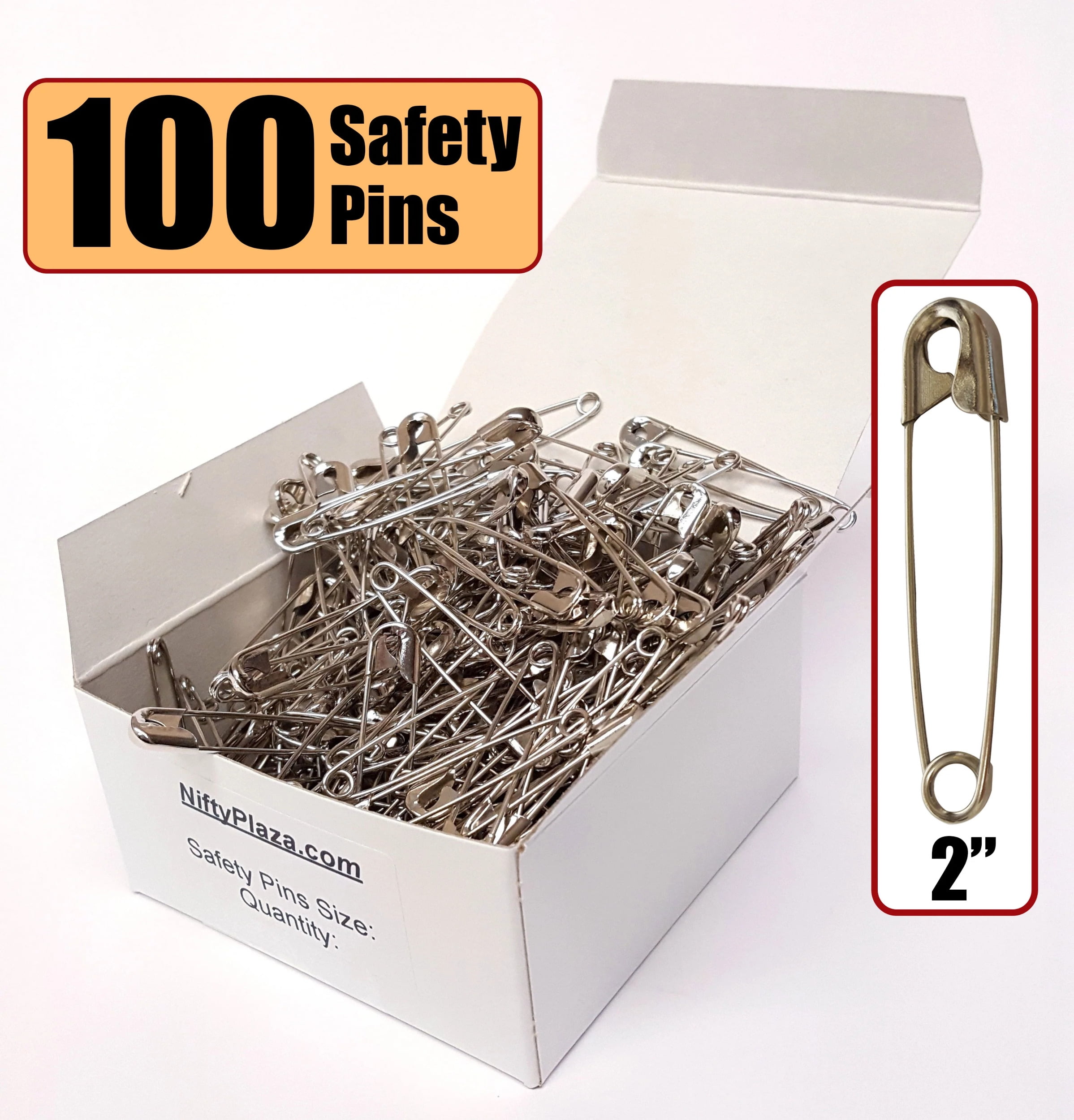 NiftyPlaza Extra Large Safety Pins, Size 2 Inch, 100 Safety Pins, Heavy