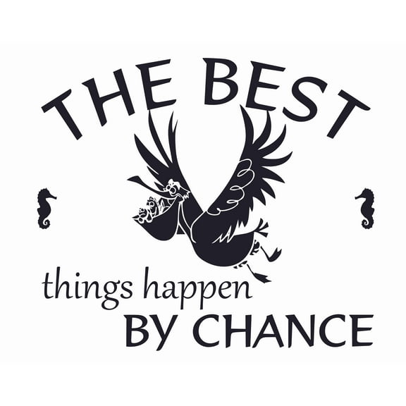 Nigel The Pelican Wall Art Decal | DIY Stick And Peel Vinyl Walt Disney Pixar Animation Movie Finding Dory Movie Quotes Home Kids Bedroom Adhesive Sticker 16" x 20" - The Best Things Happen By Chance