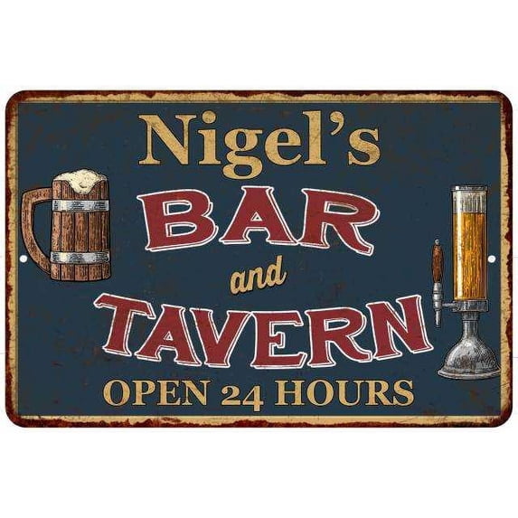 Nigel's Green Bar & Tavern Rustic Sign 8 x 12 Matte Finish Metal 108120047307