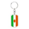 thumbnail image 1 of Niger Flag Swivel Keychain Dog Tag Stainless Steel or 18k Gold, 1 of 10