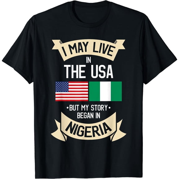 Nigeria American Flag USA Nigerian Roots Gifts T-Shirt Black Small