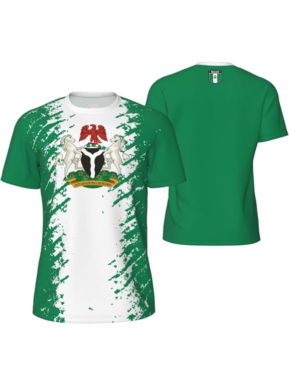 Nigeria Flag Grain T-Shirt for Running Soccer Tennis Fitness Sports Jerseys Shirts
