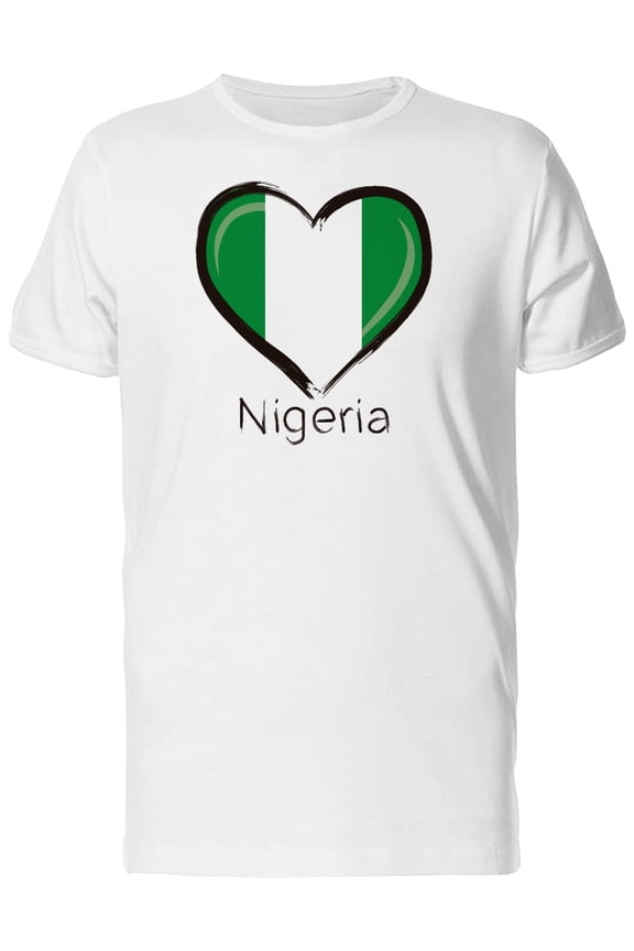 Nigeria Flag Heart T-Shirt Men -Image by Shutterstock, Male XX-Large