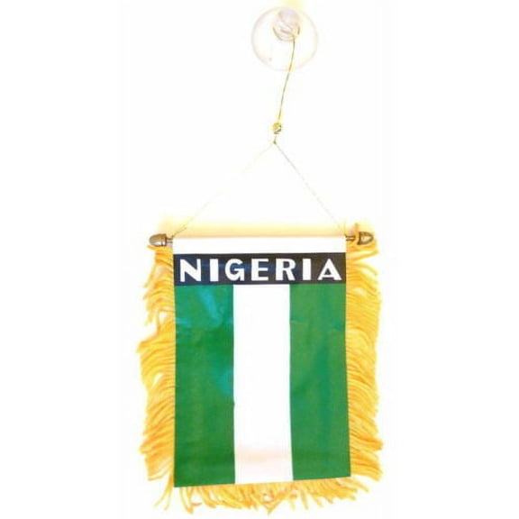 Nigeria MINI BANNER FLAG GREAT FOR CAR & HOME WINDOW MIRROR HANGING 2 SIDED