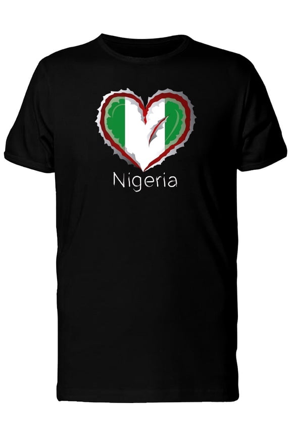 Nigeria Scratched Flag Heart Tee Men's -Image by Shutterstock