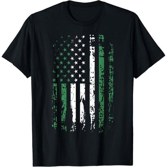 Nigeria Shirt Nigerian Flag American Flag USA Nigeria Pride T-Shirt