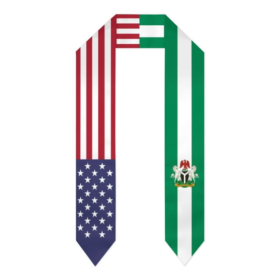 Nigeria & USA United States Flag Shawl Sash Stole Graduation Shawls Wraps Scraf For International Study