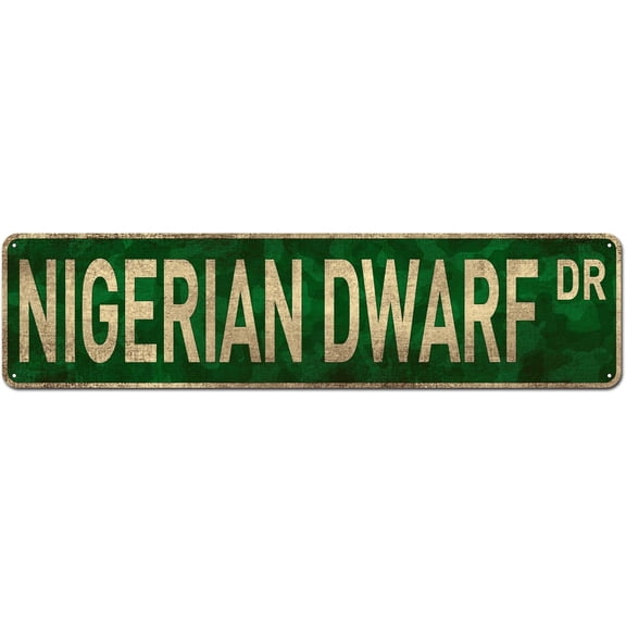 Nigerian Dwarf Dr. Street Signs, Goat Sign Goat Gift Animal Signs Metal Tin Signs, Funny Wall Decor for Home Bedroom Man CaveBarPub 4"x16"