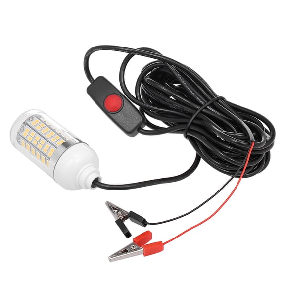 Night 12V 15W Underwater Fishing Attract Light LED Lamp Fish Finding System Light With 30ft Power Cord And Battery Clip
