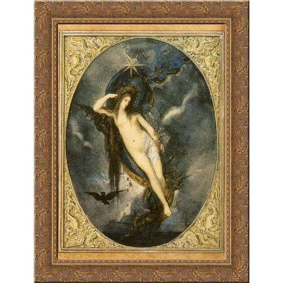Night 20x24 Gold Ornate Wood Framed Canvas Art by Moreau, Gustave