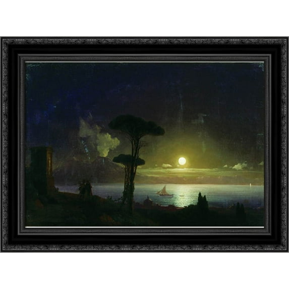 Night 24x20 Black Ornate Wood Framed Canvas Art by Aivazovsky, Ivan
