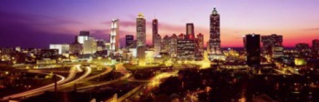 Night Atlanta Georgia USA Canvas Art - Panoramic Images (18 x 6)