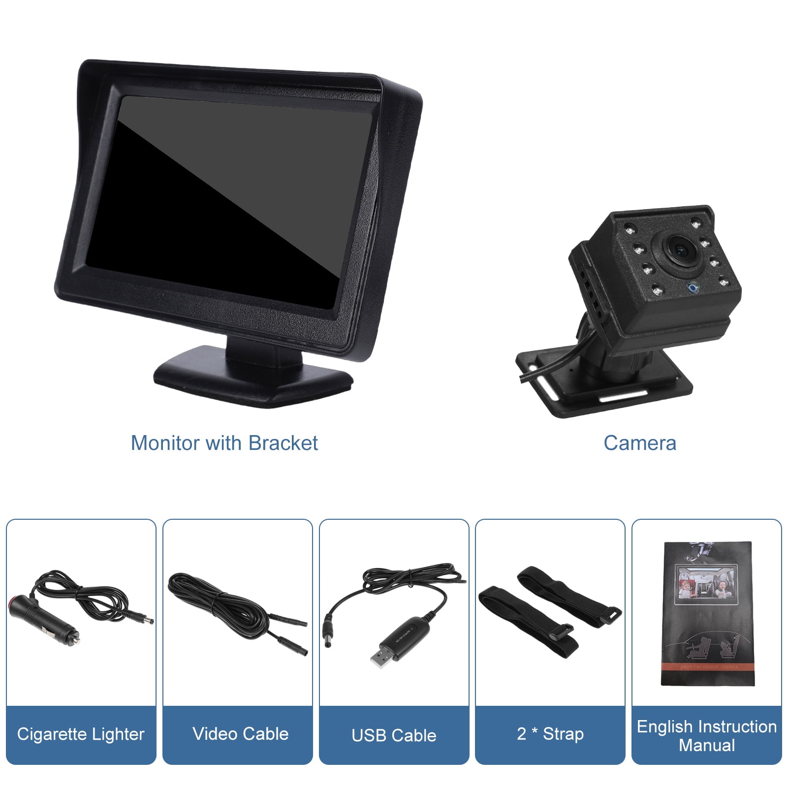 Night Baby Car Camera Baby Car Camera 4.3" Monitor 1080P Rear Facing Backseat Camera with Night Vision 360 Rotation 150 Viewing Angle for Newborn Infant Safety