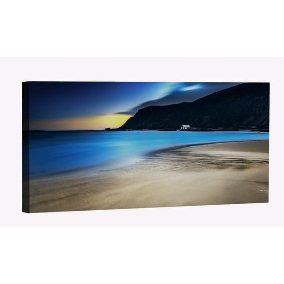 Night Beach Canvas Art Beach Sunset Picture Wall Art Beach Landscape Framed Painting Wall Decor For Home Office Bedroom Reeady to Hang