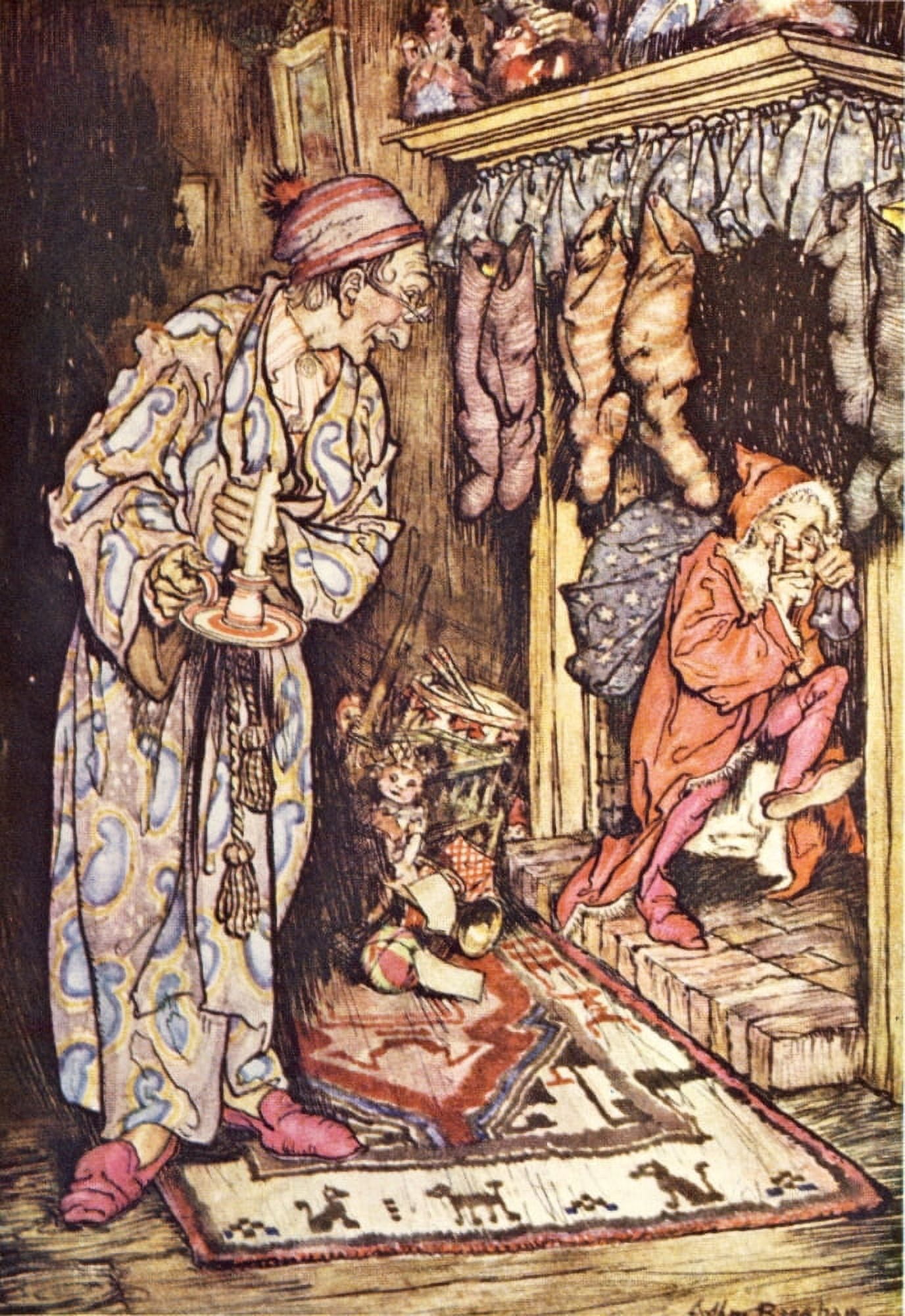 Night Before Christmas 1931 Hanging stockings Canvas Art - A Rackham (18 x 24)