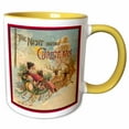 thumbnail image 1 of 3drose, Night Before Christmas Santa in Reindeer Pulled Sleigh, 11oz Two-tone Yellow Mug, 1 of 6