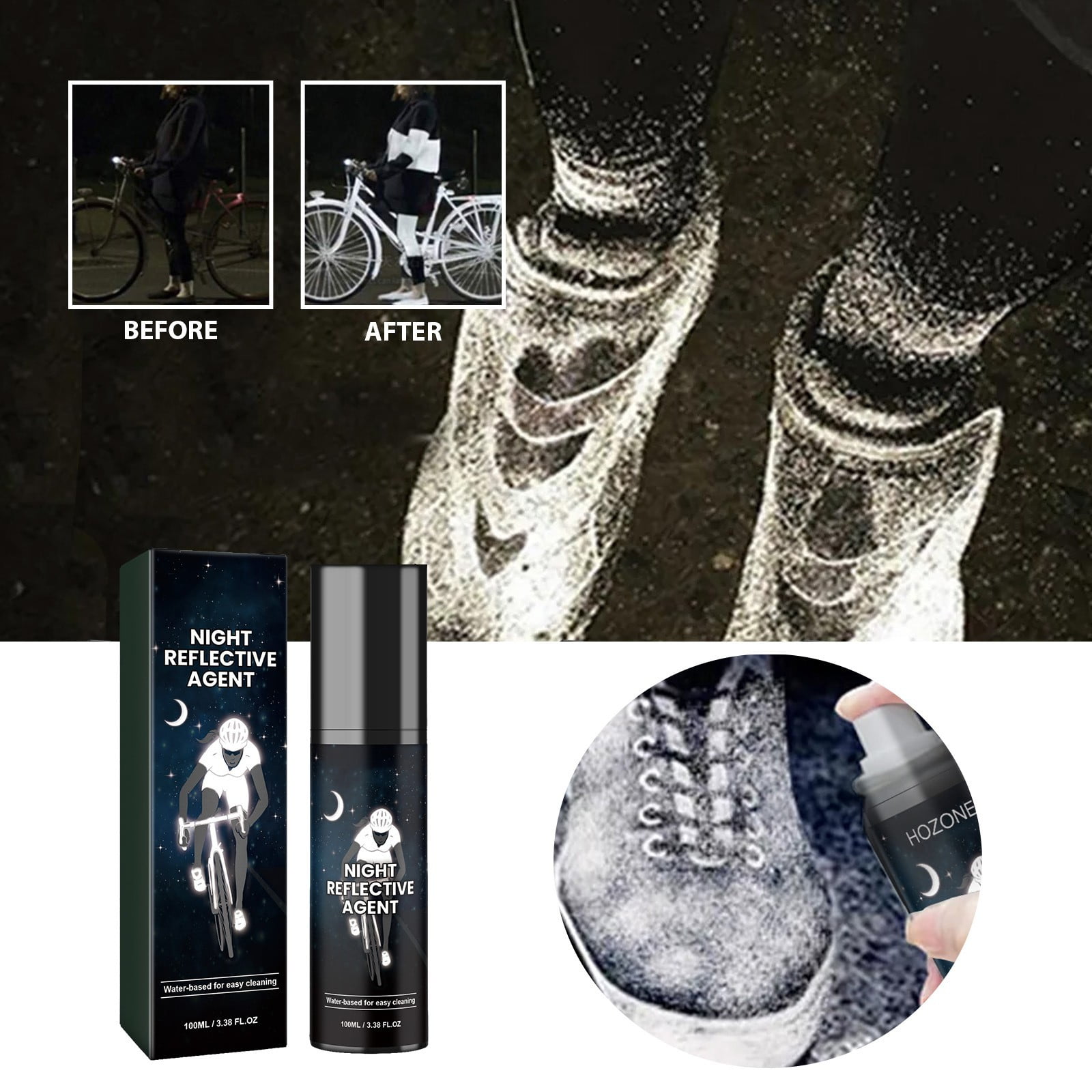 Night Bike Gear Glow Spray 100ml Reflective Marker For Clothes