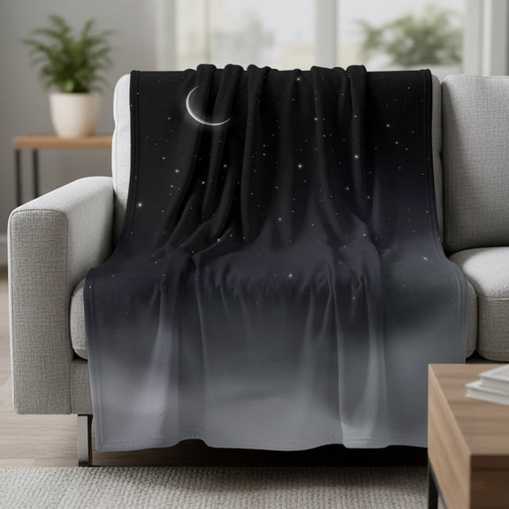 Night Black Sky Fleece Throw Blanket Star Moon Cloud Fog Dreamy Ultra Soft Fuzzy Cozy Flannel Throw Blanket for Couch Sofa Bed Car Travel, Ideal Gifts 30x40 Inches