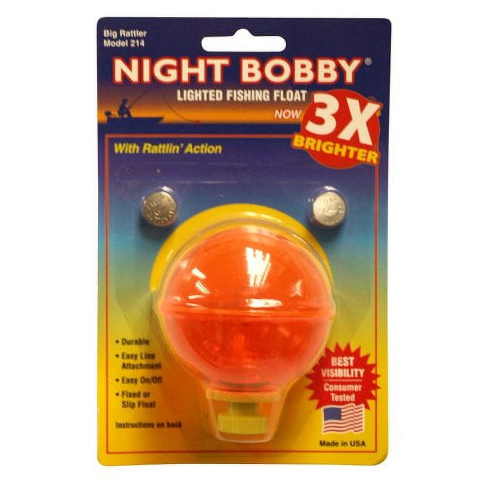 Night Bobby Lighted Fishing Float for Night Fishing, Orange, Large