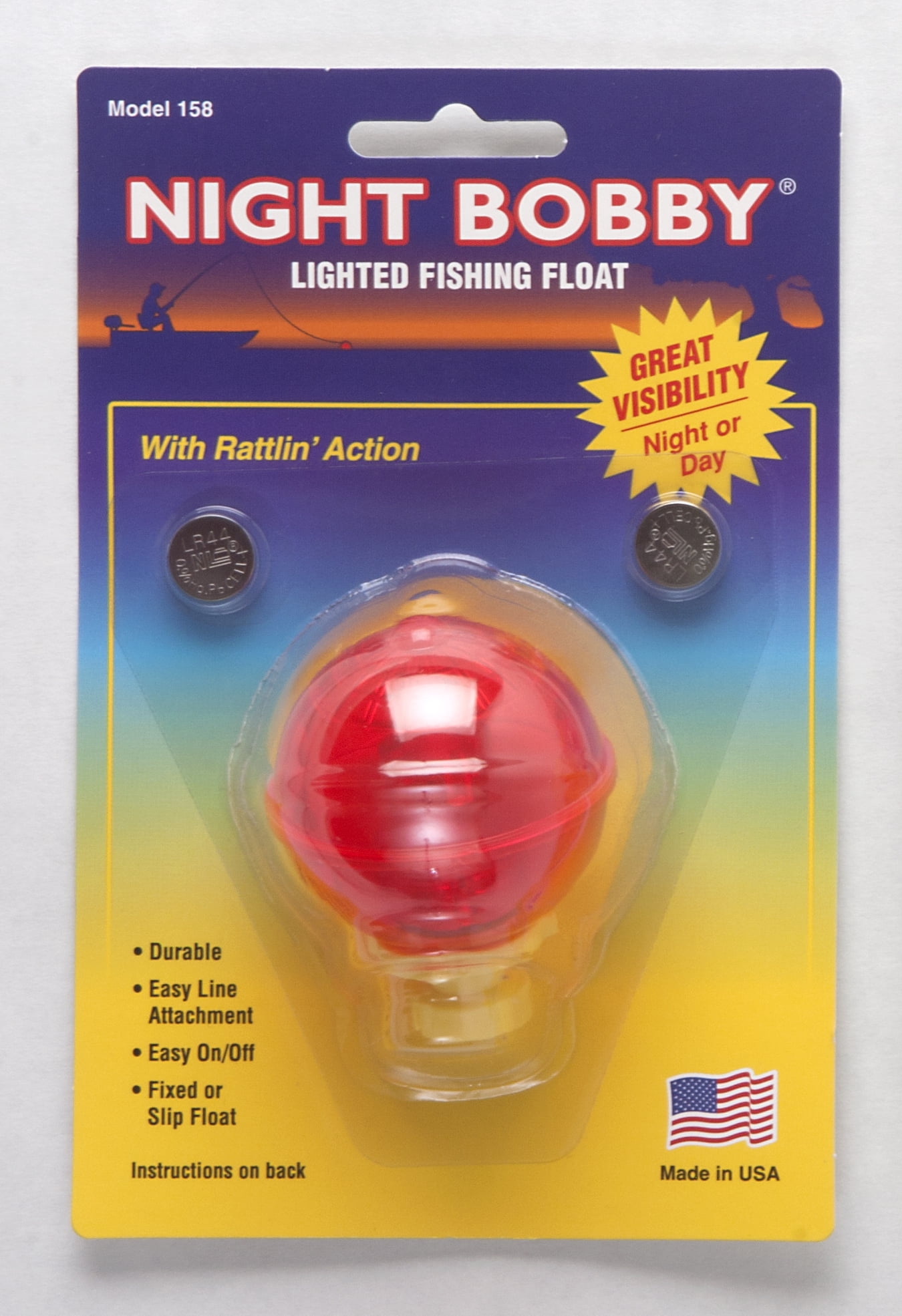 Night Bobby Lighted Fishing Float for Night Fishing, Orange, Large Round 