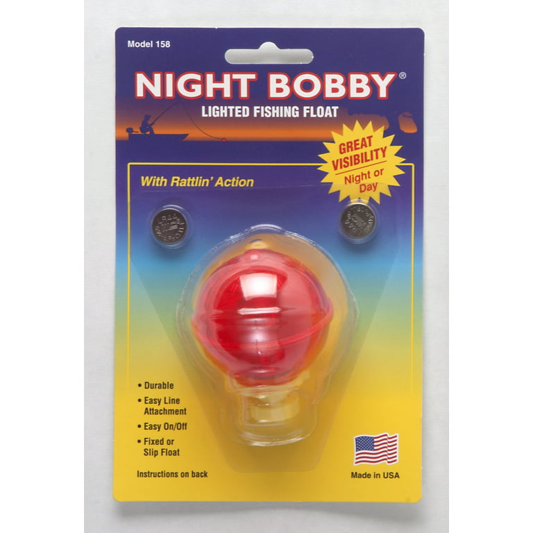 Night Bobby Lighted Fishing Float for Night Fishing, Red/Yellow, Small Round