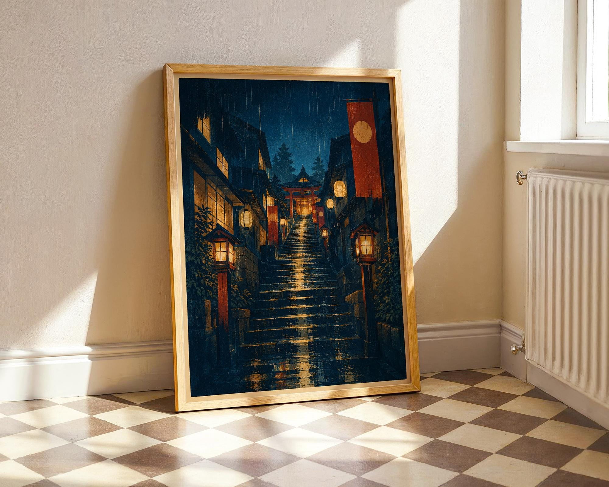 Night Bridge Teal Reflection Tranquil Landscape Quiet Poster , Poster ...
