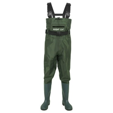Night Cat Fishing Wader Boots Waterproof Breathable Lightweight Chest Waders, Unisex, Black, Size 10