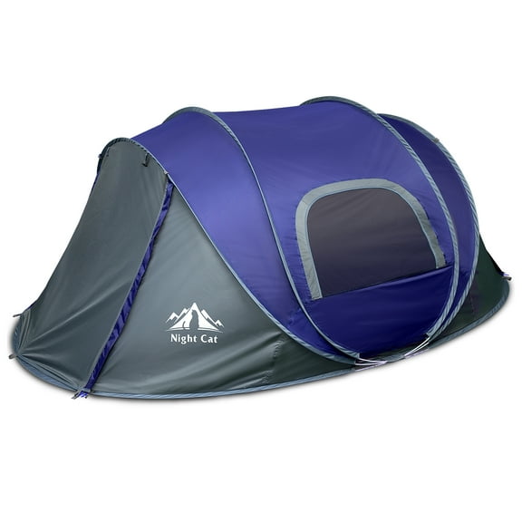 Night Cat Pop-Up Camping Blue Tent with Instant Setup, 2-3 Person Tent Family Hiking