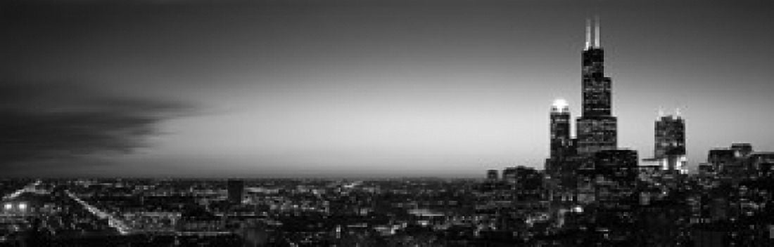 Night Chicago IL USA Canvas Art - Panoramic Images (36 x 12)