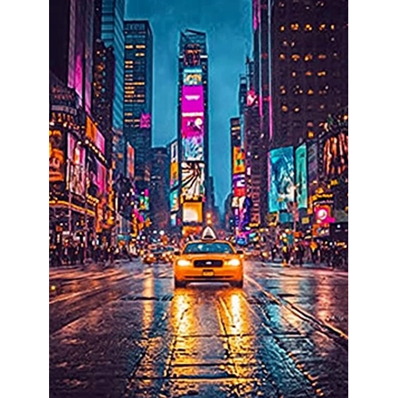 Night City Taxi Canvas Print/Wall Art, Perfect for Living Room, Bedroom, Office, Dining Room, and Hotel Decoration.