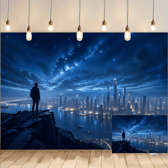 Night City View Backdrop Background Banner for Photography