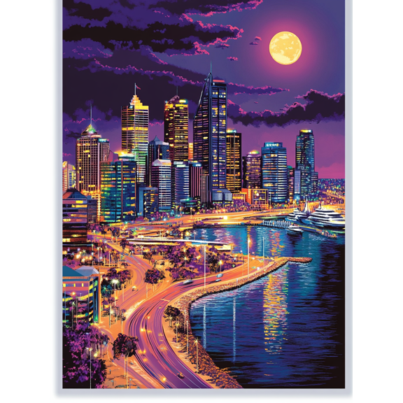 Night Cityscape Canvas Print/Wall Art，Perfect for Living Room， Bedroom， Office， Hotel， and Restaurant Decoration.