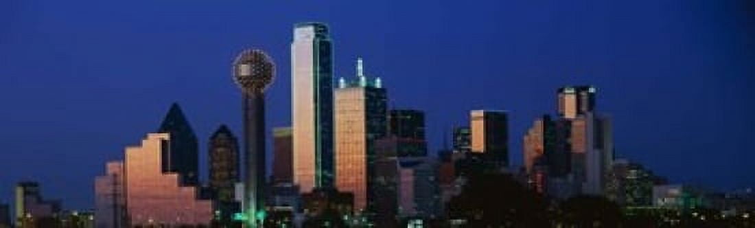 Night Cityscape Dallas Texas USA Canvas Art - Panoramic Images (15 x 5)
