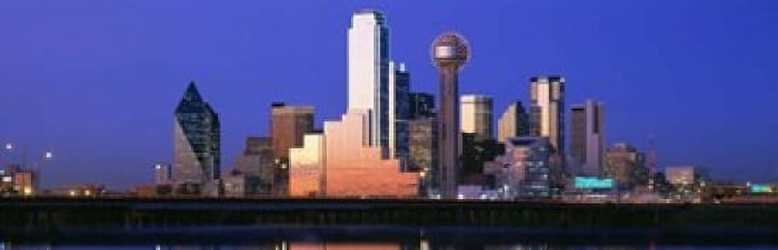 Night Cityscape Dallas Texas USA Canvas Art - Panoramic Images (18 x 6)